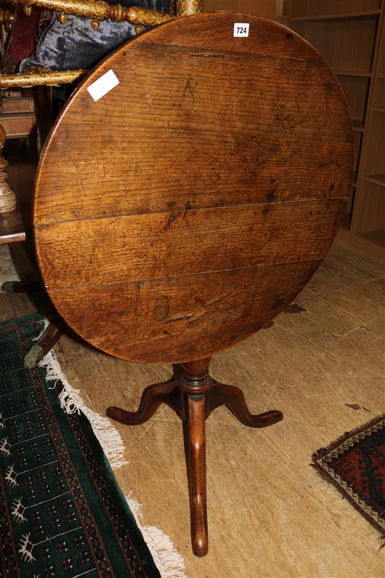 George III circular  oak tripod table(-)